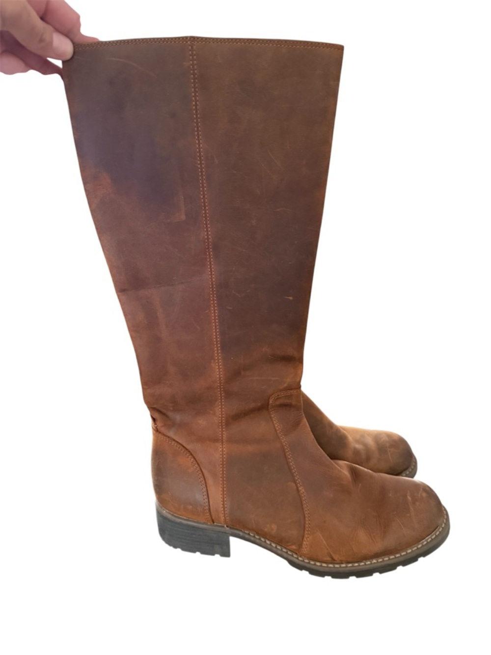 Clarks Tall Brown Leather Over-the-Knee Zip Boots